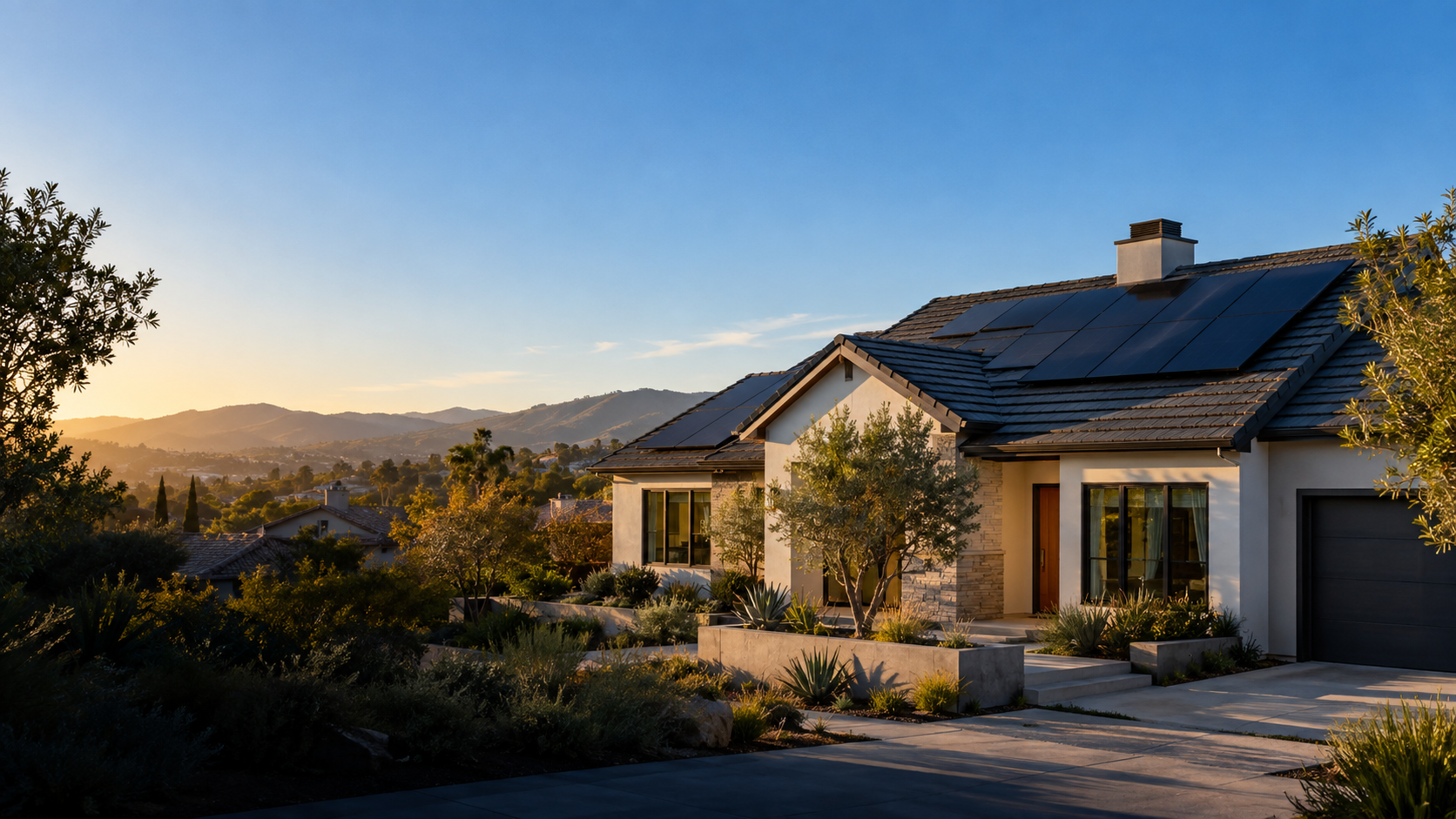 California home with rooftop solar panels